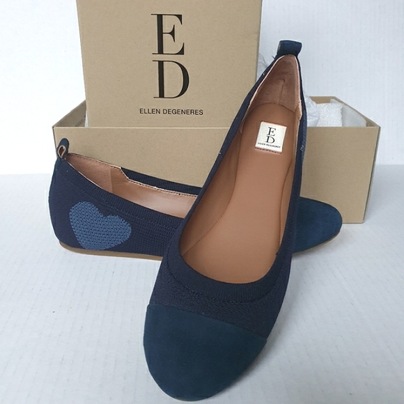 Ellen DeGeneres Lilliane Knit Heart Lagoon Bay Blue Slip-On Ballet Flats Sz 7.5 - Picture 5 of 16